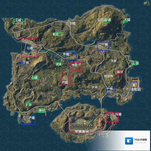 和平精英海岛地图初始降落地点选择
