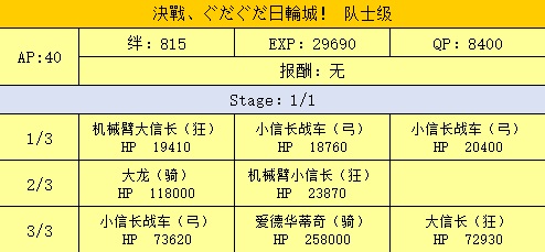 FGO日轮城队士级配置攻略 明治维新第三战配置掉落